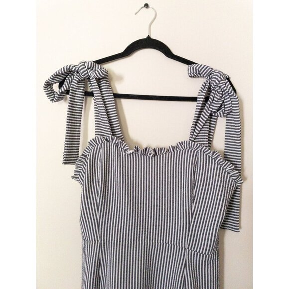 Koch Stella Mini Dress Ruffle Hem Striped Tie Straps M 8-10 - Picture 7 of 16